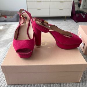 Prada Pink Suede Platform Sandal | Size 38